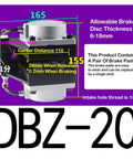 Diagram of Pneumatic Large Air Pressure Disc Brake System with DBZ20 Brake Cylinder measurements and details.