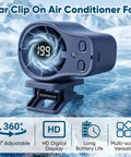 Clip On Car Fan With LED Display 360 Degree Rotation 199 Speeds High Velocity USB Rechargeable Personal Cooling Fan
