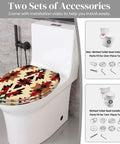 Elongated Resin Toilet Seat for Bathroom with tribal pattern installed on a modern toilet, showing installation accessories.