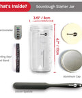 Sourdough Starter Kit With Date Marked Feeding Band Thermometer Jar Scraper Cloth Cover And Metal Lid Wide Mouth Container