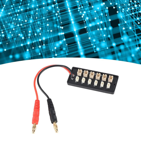 12 Port Parallel Charging Board For RC Drones And Helis With UMX JST PH2.0 Battery Balance Charger in ABS plastic.