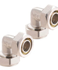 Two Pack 3/4 Inch Elbow Air Fittings Nickel Plated Brass For Shop And Garage, 200 PSI Rating, Compression Style Seals, Double O Ring
