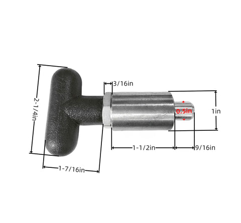Top Shelf Steel T Handle Spring Loaded Pull Pins For Gym Equipment Quick Release Adjustment Knobs dimensions with measurements