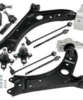 PHILTOP 10-piece front suspension kit: lower ball joints, control arms, sway bar links, tie rod ends in black metal