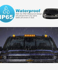 Clear Lens Cab Roof Marker Lights With 12 LED Amber Top Assembly for Silverado Sierra Rigs in rain with IP65 waterproof label