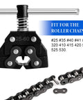 Belleone chain breaker for #25-60 roller chains; front view with push pin.