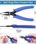 Split Ring Opener Tool For Jewelry Making, Keychain Pliers Set shown with dimensions and multiple views for easy use.