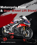 Front And Rear Motorcycle Stands 850lbs Combo Lift With Four Adapters Universal Paddock Stands with bike on stands