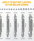 5 Piece Screw Extractor Set For Stripped Screws And Bolts Drill Bit Tools For Removing Rusted Or Broken Hardware Includes Extractors 0 1 2 3 4 Works With Most Drills Great Gift For DIYers And Handy Men showing drill bit sizes and compatibility