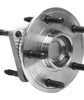 4WD Wheel Bearing Hubs Kit For Jeep Commander 2006 2010 And Grand Cherokee 2005 2010 Front And Rear Hub Bearings With 20 Chrome Lug Nuts ABS Compatible 4x4 Replacement Kit For A Smooth Ride And Precise Steering - Close-up of front wheel hub assembly with lug studs visible.