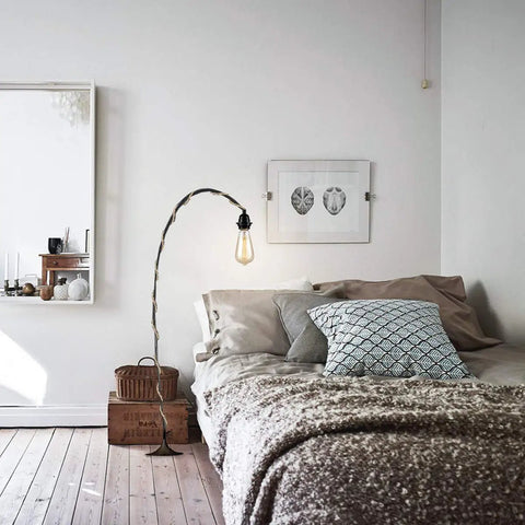 15 Foot Pendant Light Kit With Switch Vintage Rope Pendant Lamp with twisted hemp rope in cozy bedroom setting.