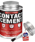 Top Grade Contact Cement Adhesive 4.16 Oz With Brush, can with lid and brush for wood, rubber, leather bonding.