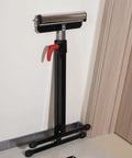 Heavy Duty Adjustable Roller Stand 2 Pack Folding Steel Work Support with red handle for rolling heavy sheets.