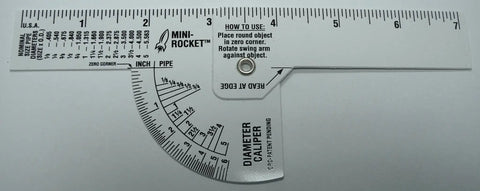 Dead On Mini Pipe Diameter Caliper Set showing fractional measurements with a clear ruler design for pipe sizing.