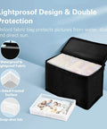 5x7 Photo Storage Box Set With 8 Inner Photo Cases Ultra Roomy Capacity Holds Up To 1000 Photos Includes Carry Bag in black fabric