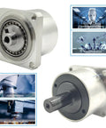 Harmonic Gear Drive Reducer For Nema 17 Motors, Small Strain Wave Gearbox With 30 To 1 Rotary Reduction, showing front and side views
