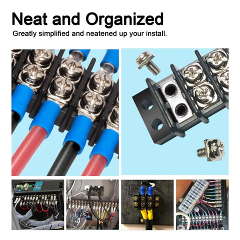 Beefed Up Heavy Duty Terminal Block Kit 2 Pack 10 Positions 200V To 450V 20 To 30A Dual Row Screw Terminals with connectors