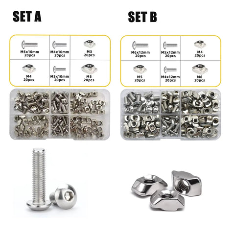 Must Have M3 M4 M5 M6 Hammer Head T Slot Nut And Hex Bolt Set Kit With Screws For Aluminum Profile Grooves assortment