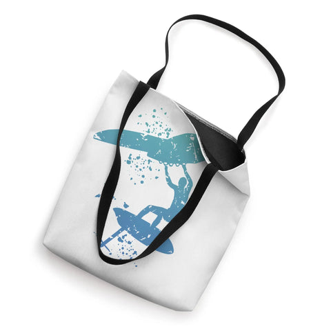 Colorsplash Woman Watercolor Foil Board Tote Bag For Wingsurfing Gear 16x16 Inch with blue wingboarding design