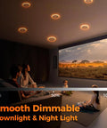 Family enjoying ambiance with 48 Pack 6 Inch Led Recessed Lights With Night Light, smooth dimmable in cozy living room.
