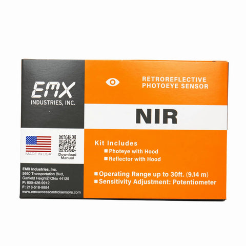 Retroreflective Photoeye Kit Sensor Reflector Hood For Gates Overhead Doors And Parking Barriers 30 Ft Range IP66 Weatherproof