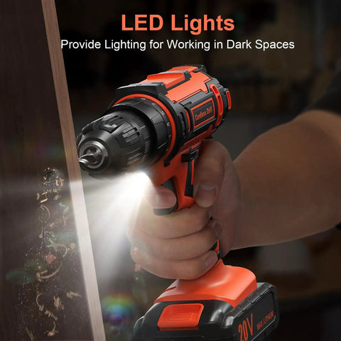 Cordless Drill Set For DIY Projects Go To 20V Power Drill With 2Ah Battery And Charger Three Eighths Inch Keyless Chuck 25 Plus 1 Clutch