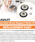 Heavy Duty Dryer Rear Drum Support Roller Kit For 29 Inch Wide Kenmore Whirlpool Estate Roper Dryers Pack Of 2 Beaquicy Includes Drum Rollers Tri Rings And Retaining Washers Easy Install Replacement Parts displayed with parts list