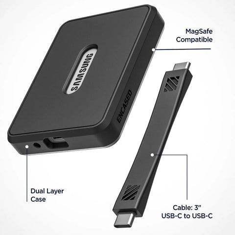 Magnetic Case For Samsung T7 Portable SSD Keeps Your Drive Snug On Set With 1TB 2TB 4TB Fits High Speed 10Gbps Data Cable MagSafe Ready Black