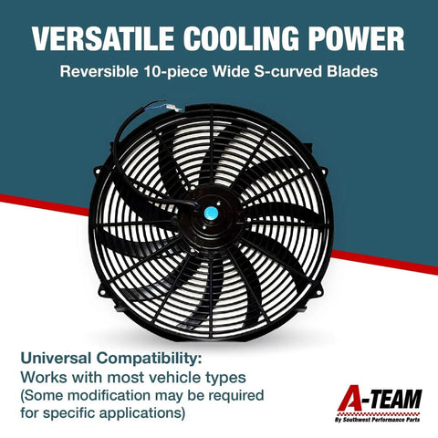16 Inch Electric Radiator Cooling Fan Kit With Reversible Push-Pull, 3000 CFM, 10 S-Curved Blades, Thermostat Control