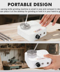 Solid Workhorse Rotary Engraver Sharpener With Four Precision Grinding Discs Variable Speed Dial, compact design for easy handling.