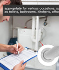 Man inspecting under-sink plumbing with Silicone Drain Seal Plug 4 Pack For Toilets, Bathrooms, Kitchens And Washing Machines Odor Control Flexible Sewer Seal Ring in focus.