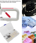 Top-Notch Hand Press Pearl Setting Machine For Crafting with precise positioning tool and pearl kit for embellishing fabric.