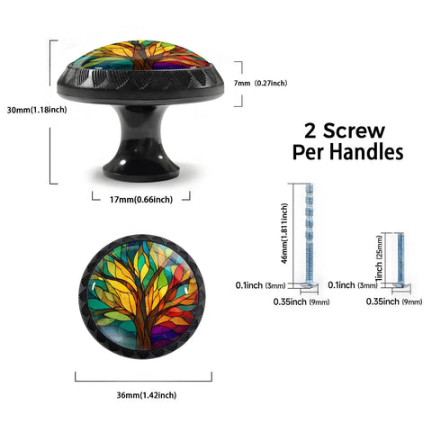 Stained Glass Tree Of Life Cabinet Knobs, 12 Pack, colorful stained glass knob with tree design, 30mm diameter