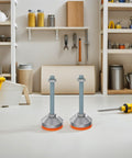 Heavy Duty Adjustable Leveling Feet With Swivel Bottoms And Thick Rubber Non Slip Grip For Shop Tables Tough Carbon Steel Frame Rock Solid Setup Protection Two Piece Bundle on workshop table.