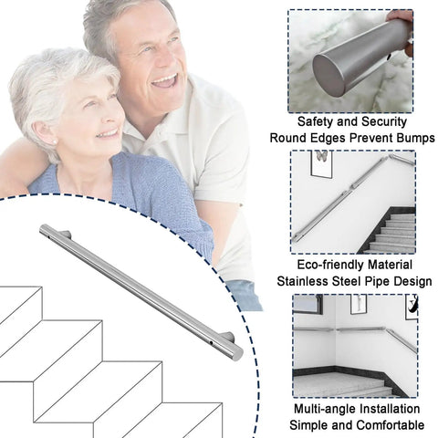 Get Grip Of Safety With This Badass Stainless Steel Hand Rail Grab Bar Designed For Outdoor Steps Decks And Porches, featuring a sleek design.