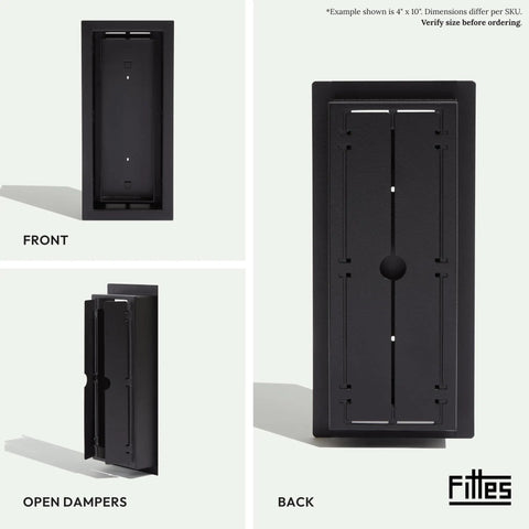 Framed Floor Vent Luxe Minimalist Steel HVAC Air Return Register Cover With Adjustable Damper Customizable 6x10 Matte Black