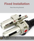 Dual Unit Quarter Inch NPT Pro Grade Compressed Air Filter Regulator Lubricator Combo With Gauge And Bracket, rear view