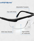 Tough As Nails Clear Safety Glasses Heavy Duty Bulk Pack Featuring Adjustable Temples And Side Shields Ansi Z87 Rated Impact Proof Protective Eyewear for job site with side shields and adjustable temples.