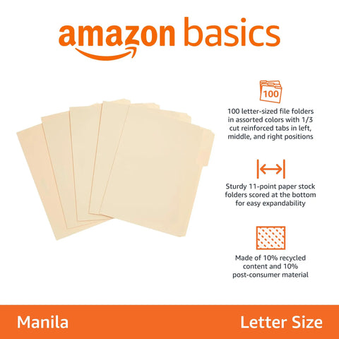 Heavy Duty Manila File Folders With Reinforced Tabs For Zero Hassle Workspace Organization And Doc Storage Built Tough Letter Size Sheets in assorted colors.
