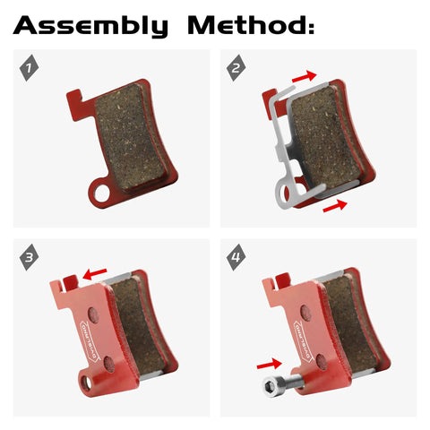 Assembly method for Two Pairs MT600 Electric Bike Disc Brake Pads For LD-200PLUS And LD4X Hydraulics, installation steps