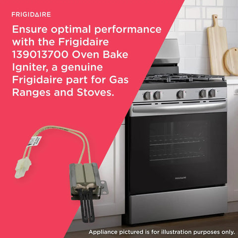 Oven Bake Igniter 139013700 For Gas Ranges And Stoves Replacement Part With Easy Install shown with stove for context