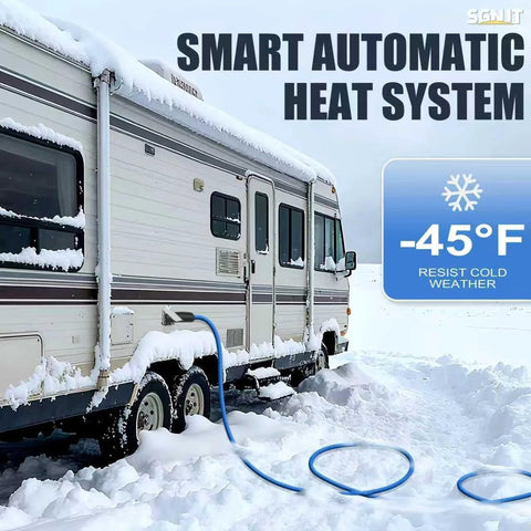 SGNJT 50FT heated water hose for RV, blue, self-regulating with thermostat