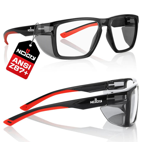 ANSI Z87.1 clear safety glasses with side shields for men and women, anti fog and scratch resistant eye protection