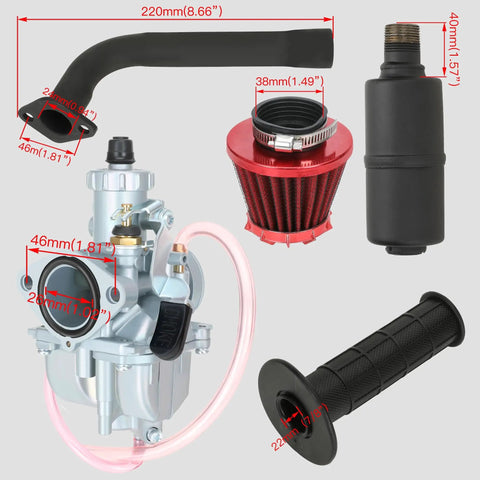 Stage 2 Engine Upgrade Kit With VM22 Carburetor For 212cc Mini Bike And Go Kart Engines Includes Exhaust Throttle Air Filter