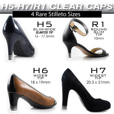 Clear Heel Cap Protectors For High Heels Kit, 10 Sizes, 10 Pairs, Stiletto And Pump Tips, Anti Slip Heel Savers on stilettos