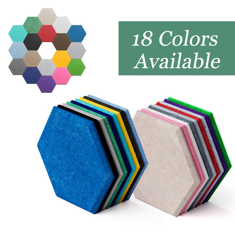 High Density Hexagon Acoustic Panels Peel And Stick Sound Blocking Wall Tiles in assorted colors for studio decor.