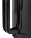 Close-up of Road Ready Car Electric Kettle forged from 304 stainless steel showing foldable handle for truckers brewing coffee.