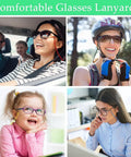 Five Pack Eyeglass Straps Lanyards For Glasses And Sunglasses Anti Slip Adjustable Retainers For Men And Women Everyday Sports Eyewear Holders 27.2 Inch Length 0.4 Inch Wide Colorful Yellow Sky Blue Green Red Black in use for various activities