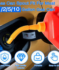 Flexible Gas Can Spout Replacement Kit for Half Gallon One Gallon Five Gallon Ten Gallon Cans with Vent Caps Easy Pour Nozzle