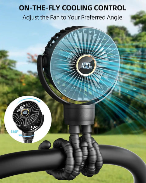 Portable Stroller Mini Fan For On The Go Moms And Dads Rechargeable Personal Cooling Fan With 360 Degree Rotatable Head on stroller